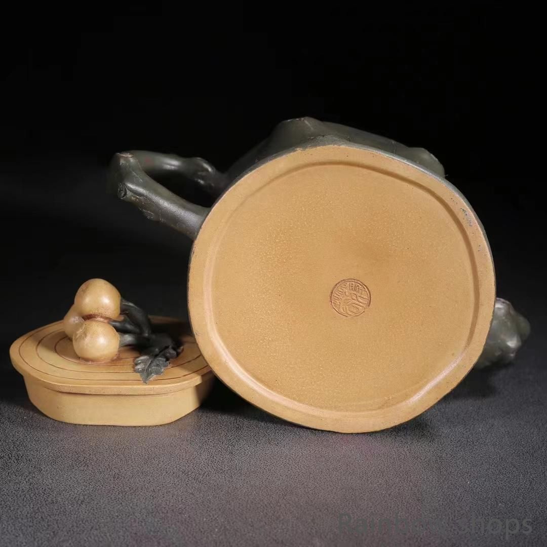 新品未使用】中国古美術・宜興原鉱段泥 枇杷壺・紫砂壺・底款:蒋蓉・朱