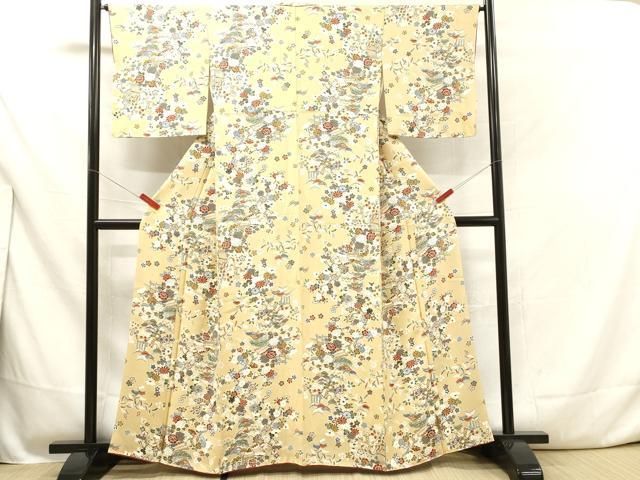 平和屋着物□上質な小紋 風景草花文 金彩 正絹 逸品 AAAU2622ma