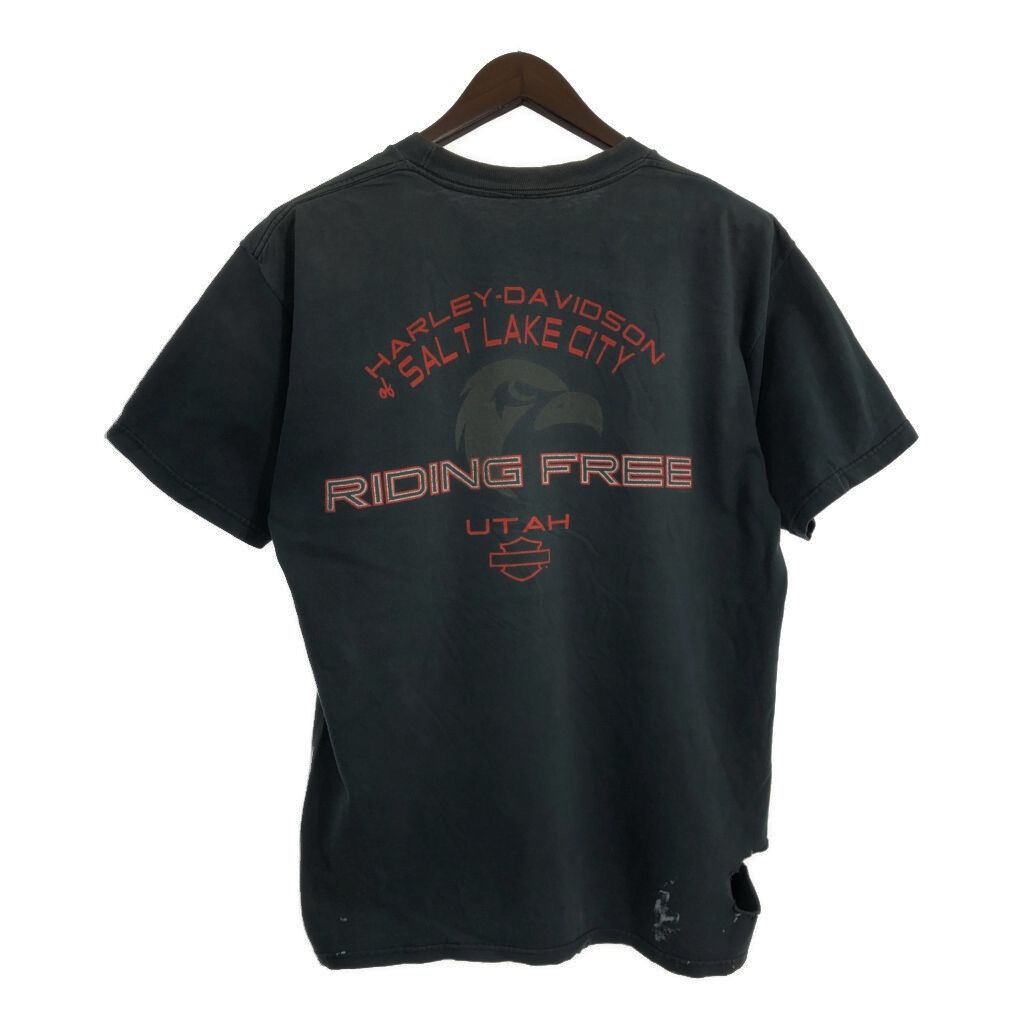 【即発送】00s ハーレーダビットソン 半袖Tシャツ ブラック M フェード 00s鬼フェード】ハーレーダビッドソン スミ黒 サンフェードT