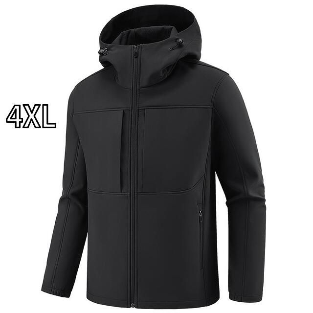 [4XL ]メンズ ファッション 服 男性用 オシャレ シンプル 大人 かっこいい ストリート フリース 大きいサイズ ジャケット アウトドア 暖かい ソフト フード付き ワーク ジャケット 