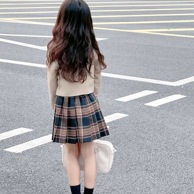 長袖 4点セット セットアップ 女の子 プリーツスカート 上下セット ジャケット 小学生 シャツ キッズ服 リボン 春秋 チェック柄 入学式 卒業式 七五三 フォーマル おしゃれ 子供服 可愛い 小# 4点セット 長袖 女の子 | 長袖トップス フォーマル