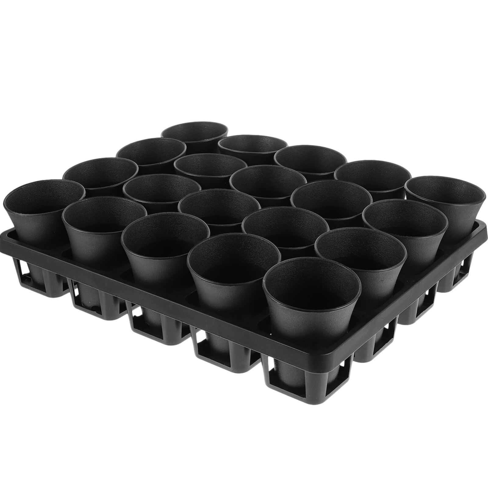 ブラック Amosfun 多肉植物鉢 ミニ 植木鉢 育苗ポット プラスチック 20個セット トレー付き 苗床ポット 植栽ポット 多肉植物 移植 植栽容器 カップ ガーデニングポット ブラック