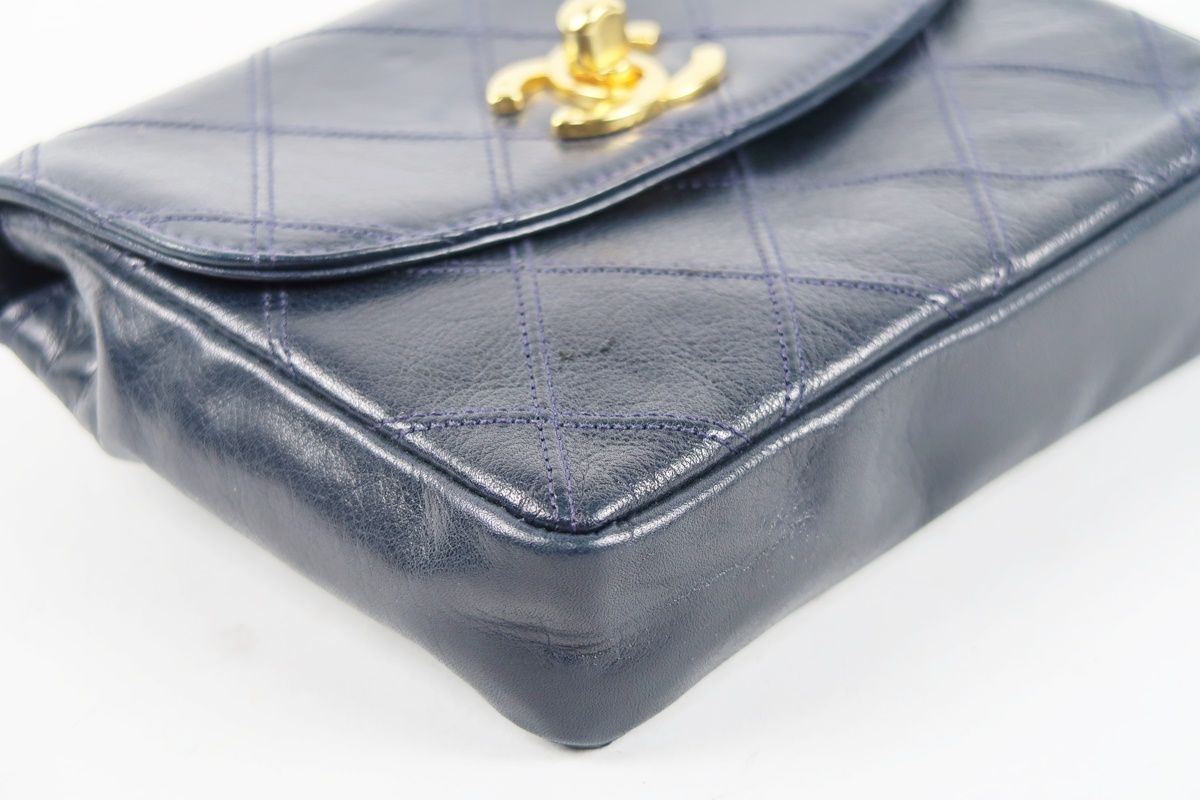 美品 シャネル ラムスキン マトラッセ ターンロック チェーンベルト