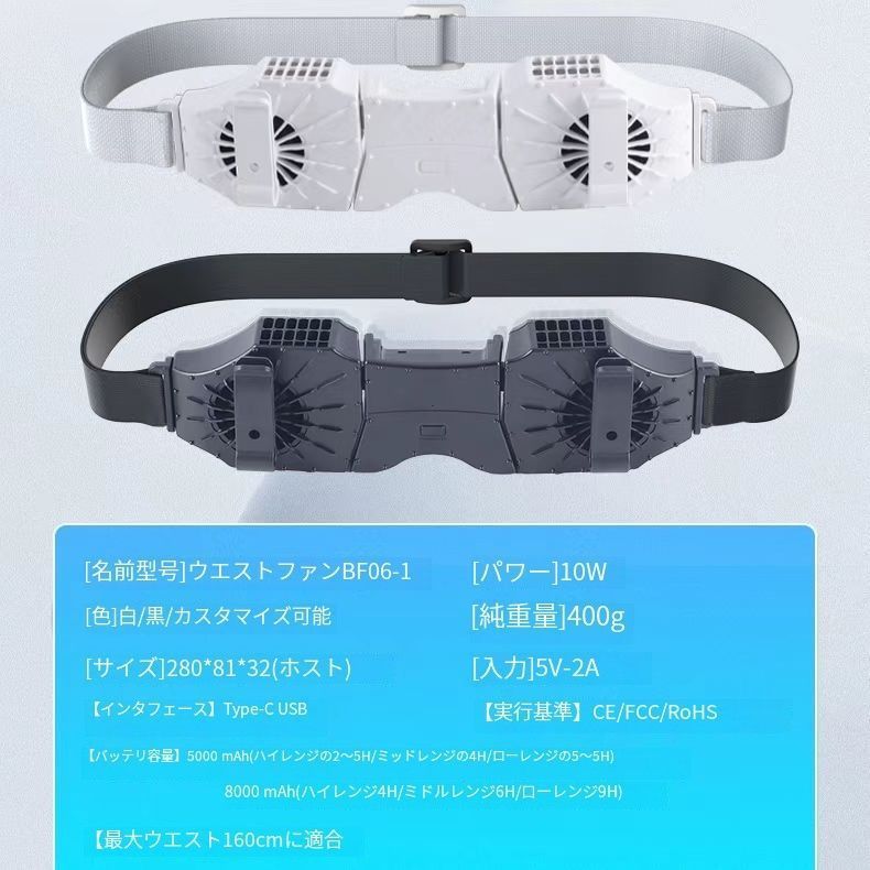 ハンズフリー4WAY腰かけ扇風機 - 32時間連続使用、方向調整可能 ハンズフリー4WAY腰かけ扇風機 - 32時間連続使用、方向調整可能