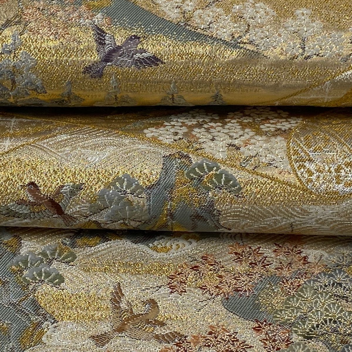 袋帯 美品 逸品 長嶋成織物 落款 証紙 関西仕立て 蒔絵四季文