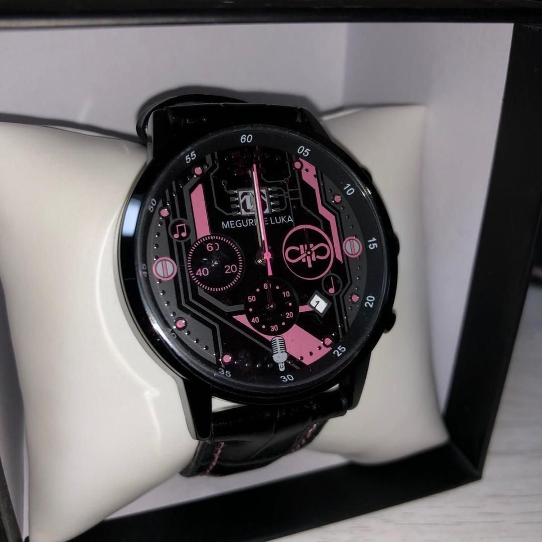 Xingyunshi 正規品 巡音ルカ クロノグラフ 腕時計 Type A ブラック