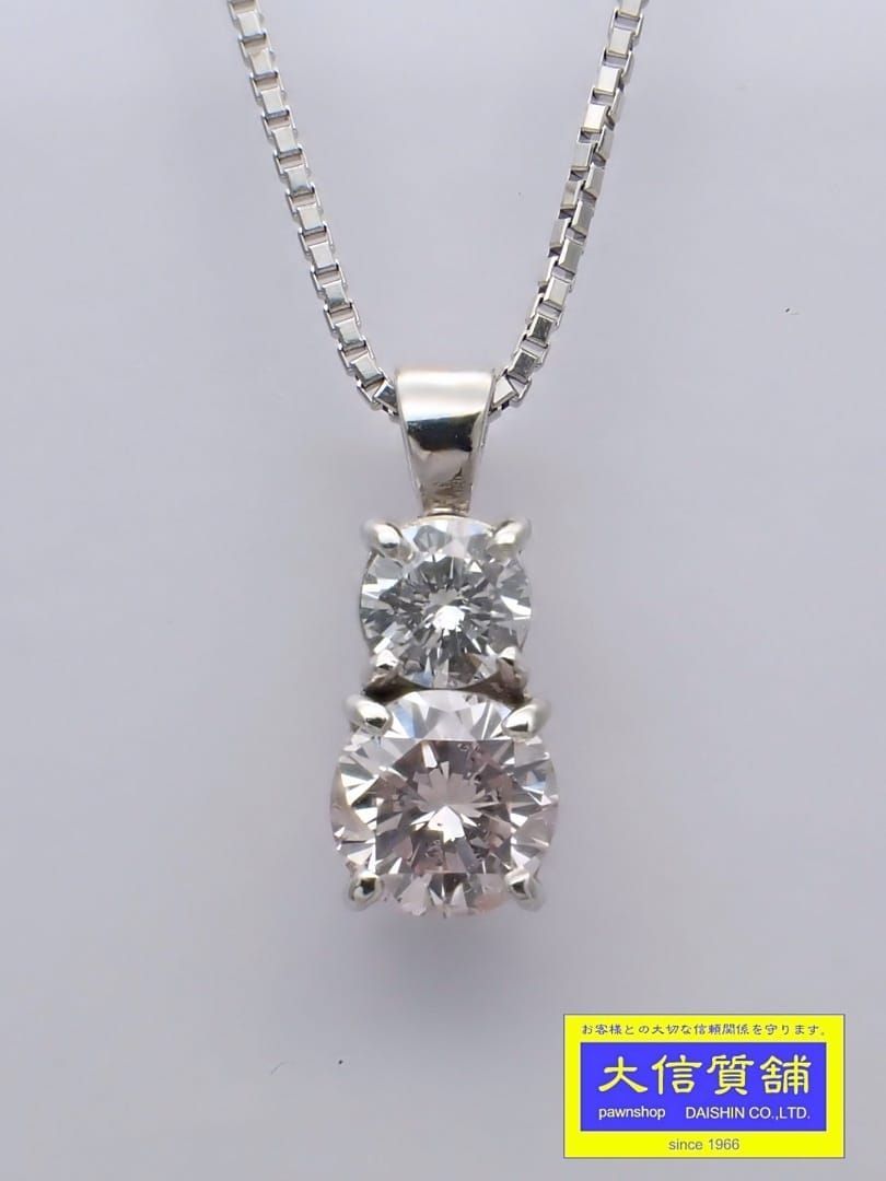 PT850 プラチナ ピンクダイヤ ペンダント ベネチアチェーンネックレス  