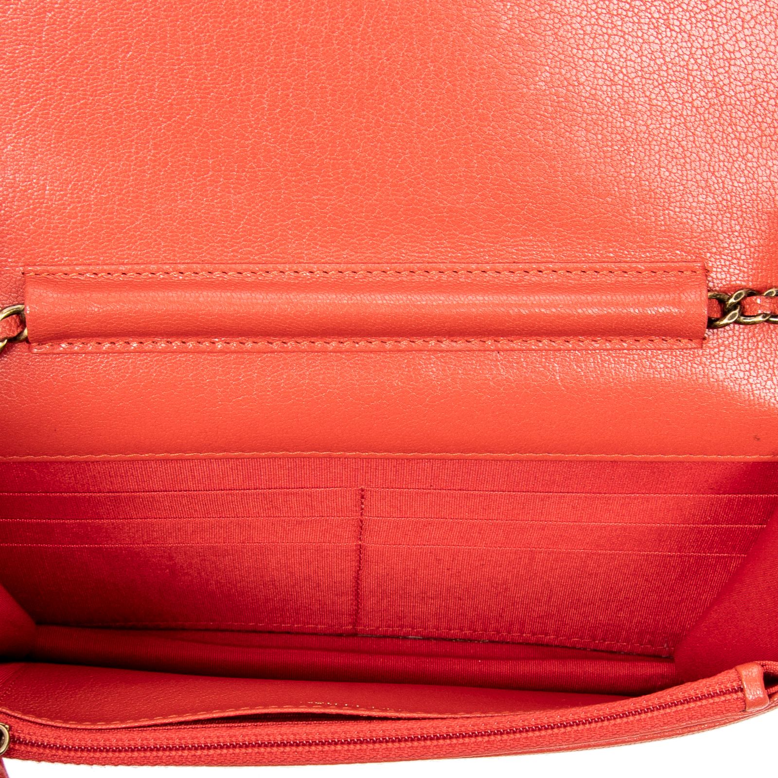 CHANEL シャネルチェーン上のCCウォレット赤マトラッセゴートスキンレザーA DECORATOM_COM_BR