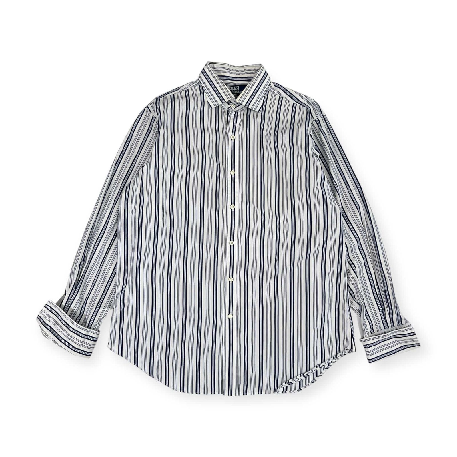 00s ポロ ラルフローレン CLASSIC FIT ツータック コットン チノパン ベージュ w50B L32★267 特大 オールド トラウザーズ ビッグサイズ 90s 00s Polo by Ralph Lauren ポロラルフローレン REGENT CLASSIC FIT ストライプ Wカフス 長袖シャツ  ドレスシャツ 43-86&frasl;ブルー×ホワイト メンズ ビンテージ