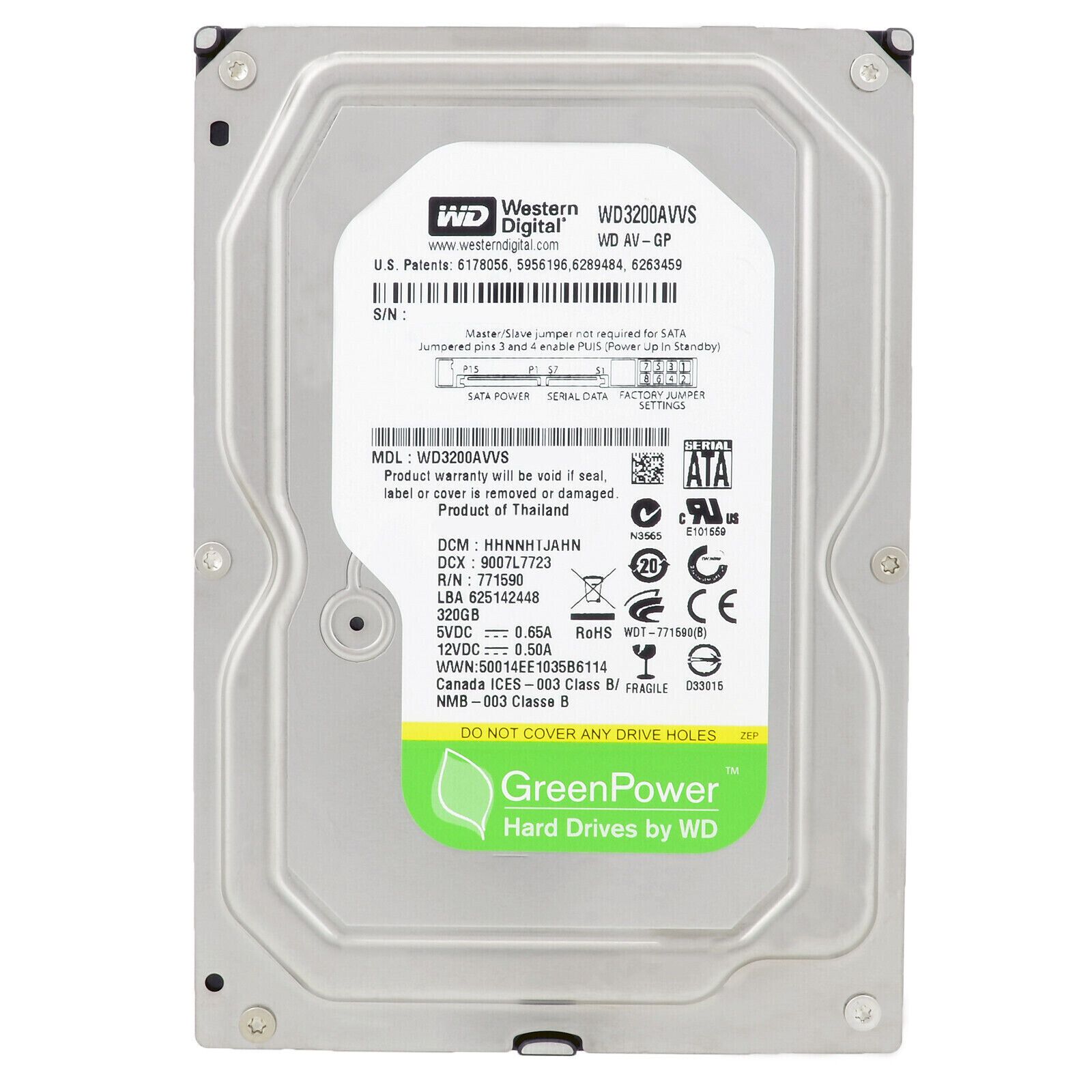 Western Digital 320GB WD3200AVVS 5400RPM SATA II 8MB 3.5 インチ ハードドライブ