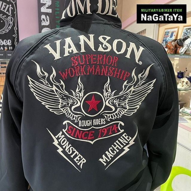 バンソン VANSON ウイング ロゴ刺繍 ジップアップ ジャージ