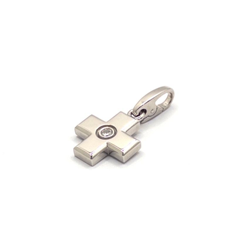 Cartier】カルティエ クロスチャーム 1Pダイヤモンド K18WG 750刻印