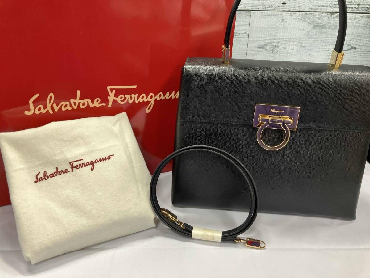 Salvatore Ferragamo サルヴァトーレ フェラガモ ガンチーニ AF-21 0290 バッグ ブラック MERCADOAVALIA_COM_BR