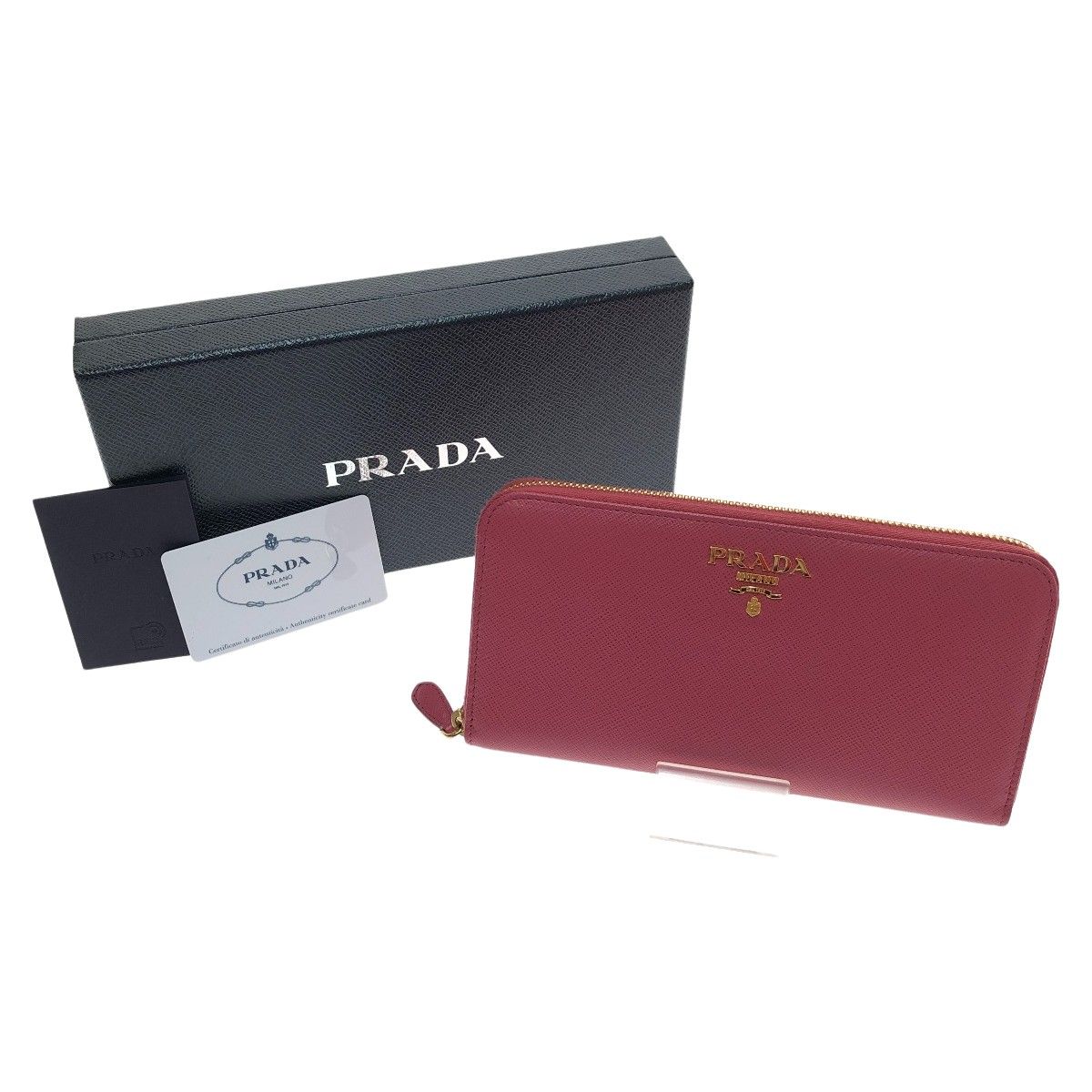 □□PRADA プラダ ラウンドファスナー 長財布 SAFFIANO METAL 1ML506 ペオニアピンク