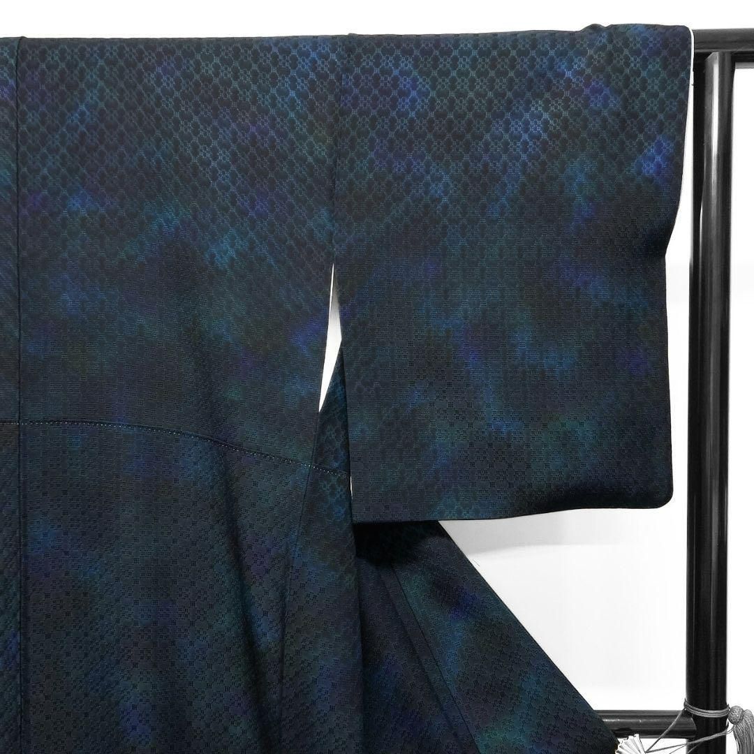 京友禅 証紙付き 藍染 花織 小紋 着物 091w p - メルカリ 