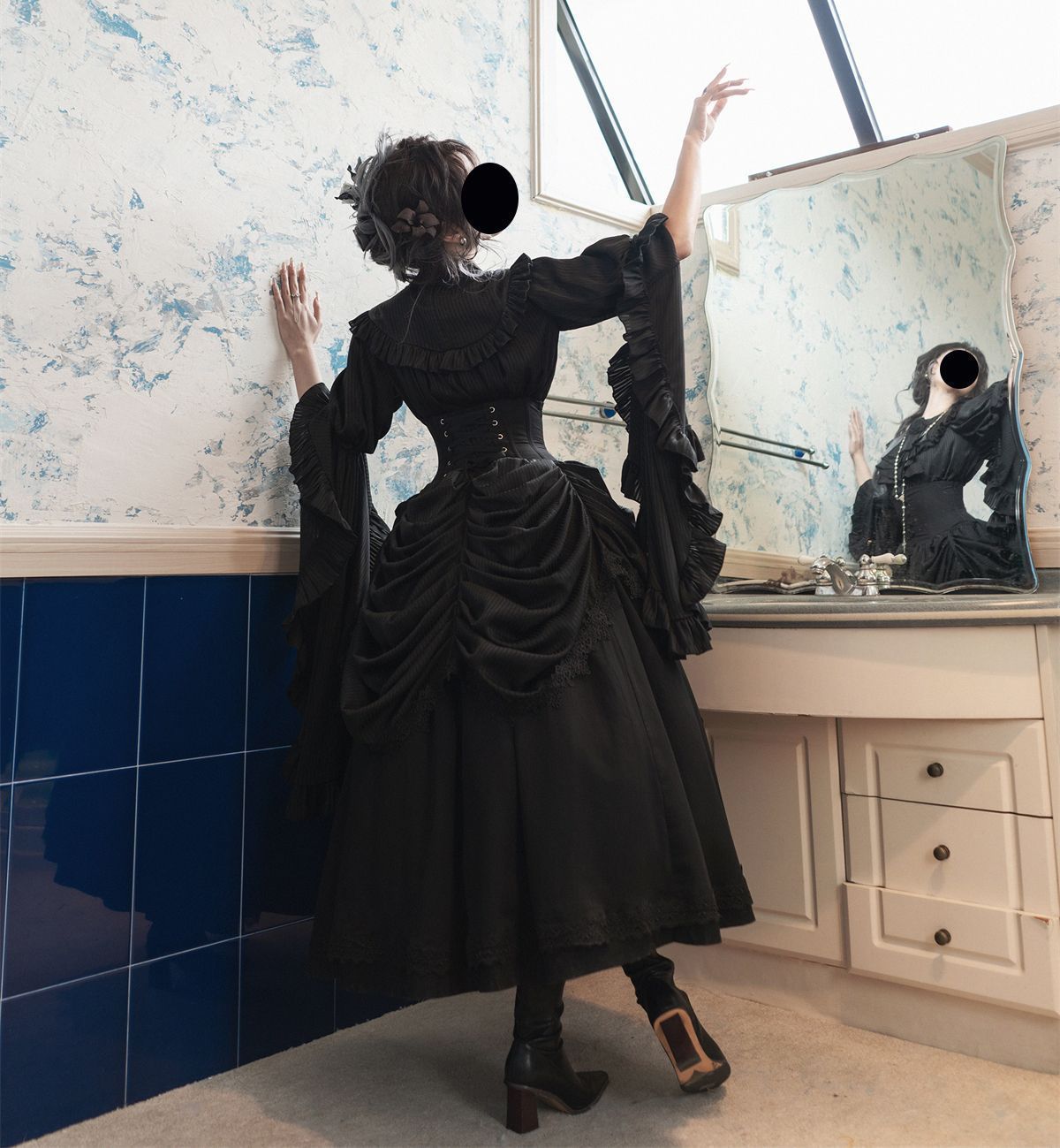 ロリータスタイル モービルのアンティーク調ゴシックドール風ロリータ姫袖フルセット MARBLE｜東京ロリィタ-TOKYO LOLITA｜ロリータ服専門宅配レンタル