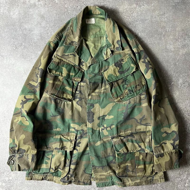 70s US ARMY 米軍実物 4th ERDL グリーンリーフ カモ ジャングル