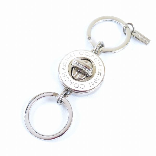 コーチ　シルバーキーホルダー ae コーチ COACH キーホルダー キーリング シルバー 白 ターン