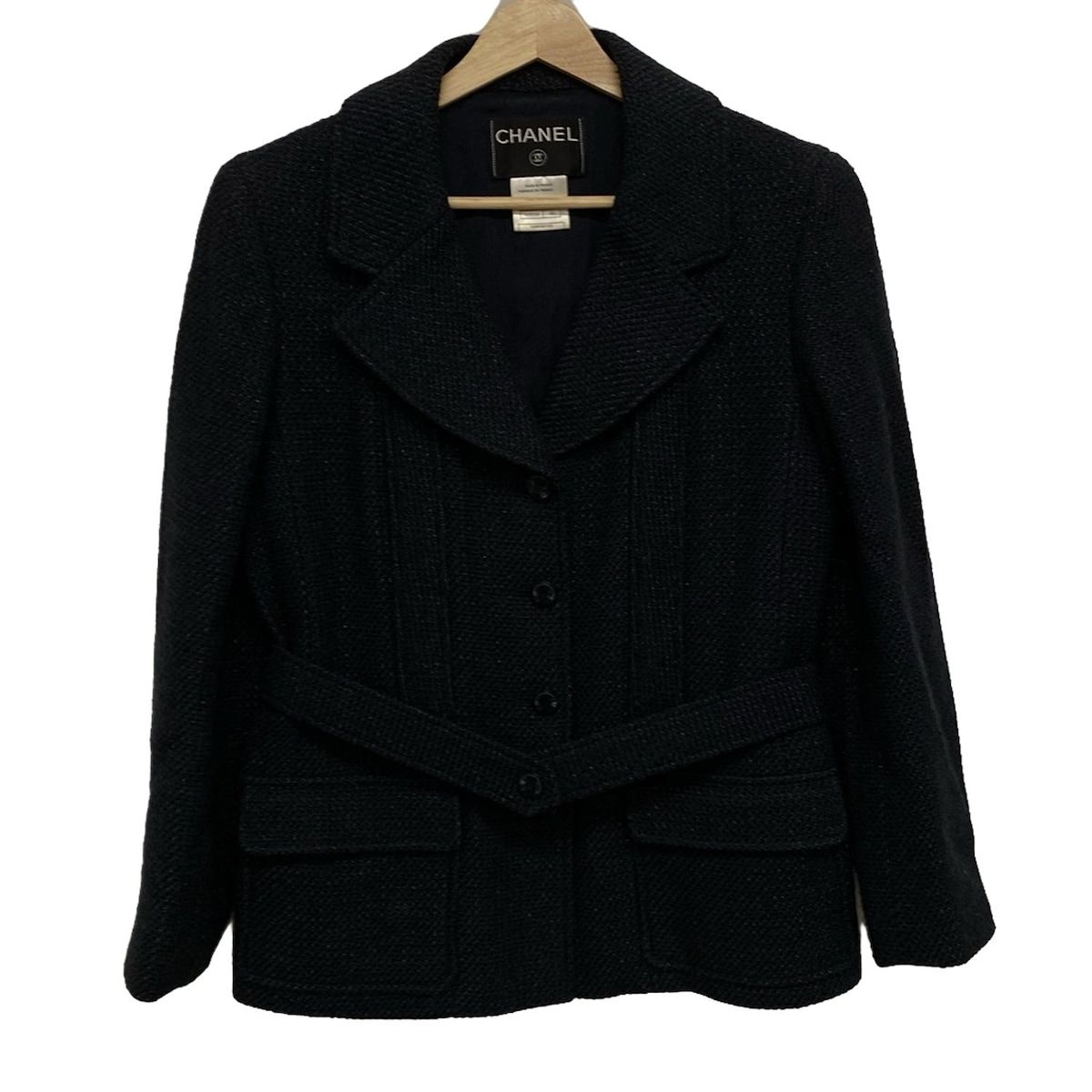 CHANEL シャネル ジャケット サイズ40 M レディース - P17308 ダークネイビー×黒 長袖|ツイード|ラメ|秋|冬