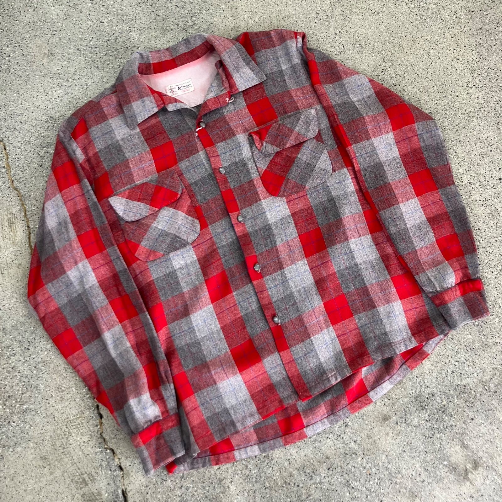 Artvogue 50～60s Rayon Shirt M Block Check