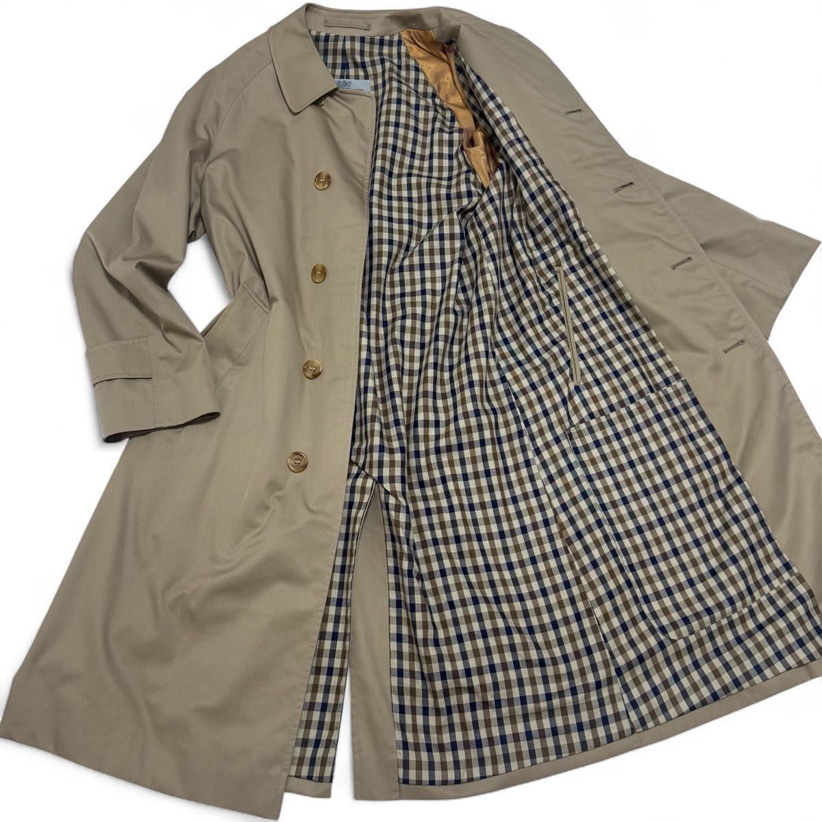 Aquascutum アクアスキュータム ステン コート ベージュ beige チェック 34 メンズ レディース ユニセックス