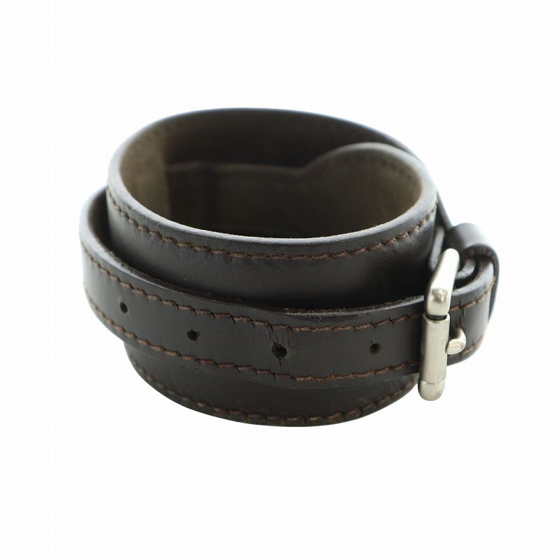 ルイヴィトン LOUIS VUITTON ブレス フォース モノグラム M66500 バングル アクセサリー ブレスレット レザー ロゴ 茶 ブラウン GY11 |MQ OH