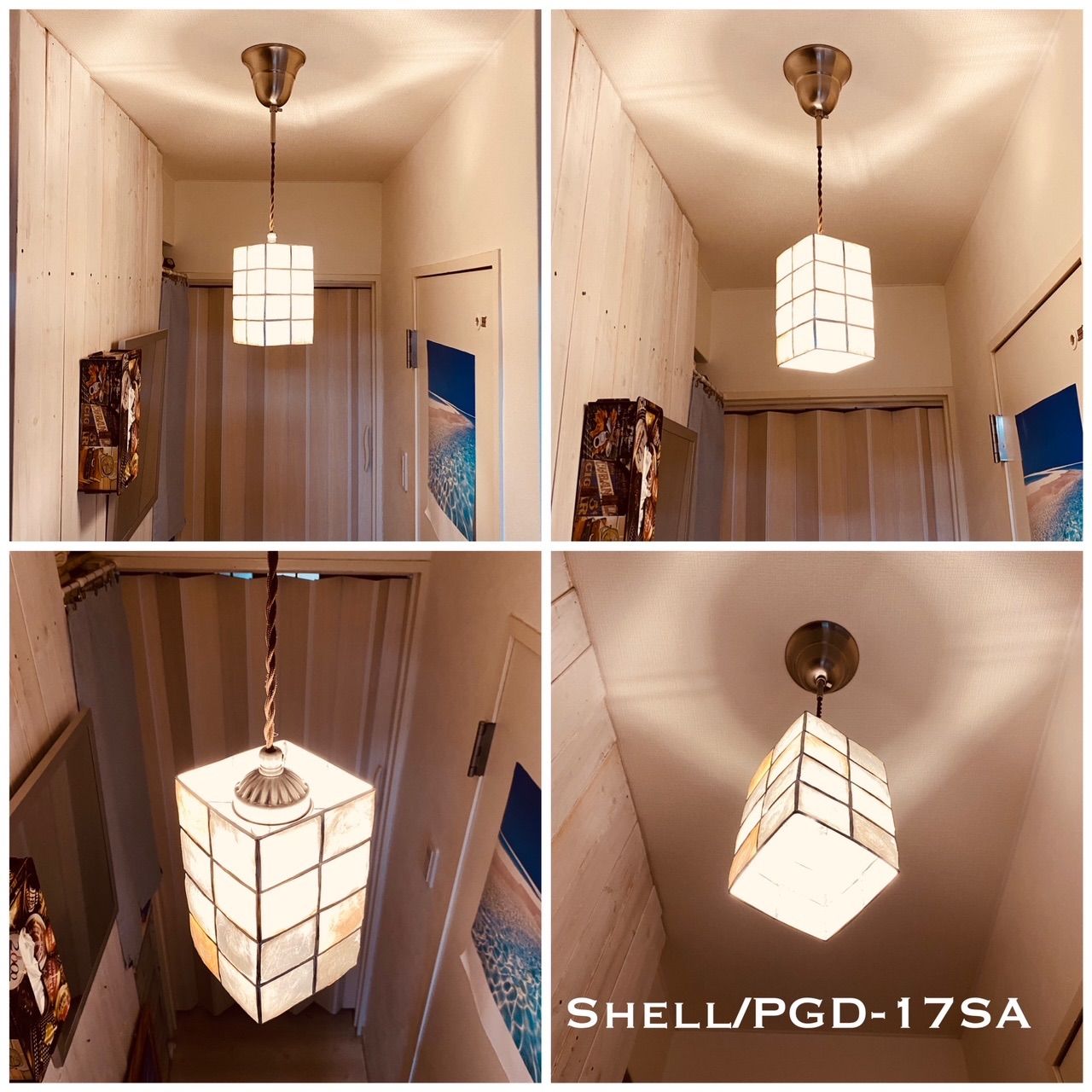 古道具ビンテージ品◾️天然貝シェル シェード 天井照明 ペンダントライト 天井照明 Shell/PGDSA ペンダントライト シェル カピス貝 ランプ