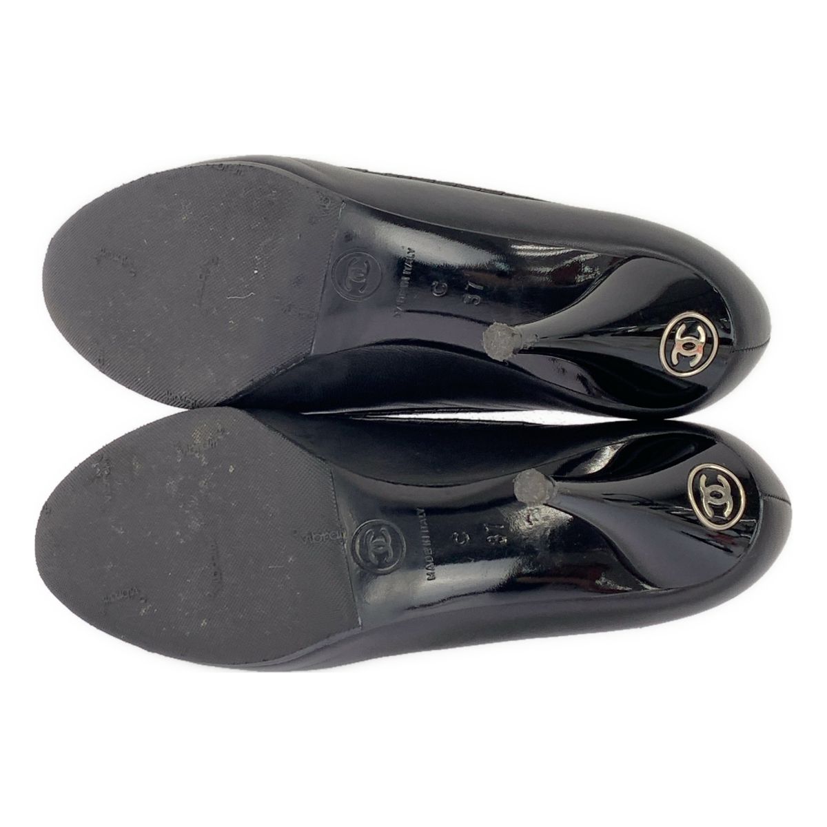 【美品】CHANEL シャネル パンプス ココマーク ブラック シャネル ココマーク レザー パンプス 37 C レディース ブラック