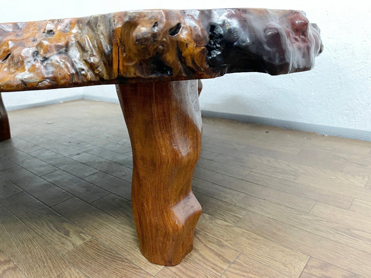 木製台、木製ローテーブル 天然瘤、コブ。 KE07 良型 重い 花梨瘤 瘤杢