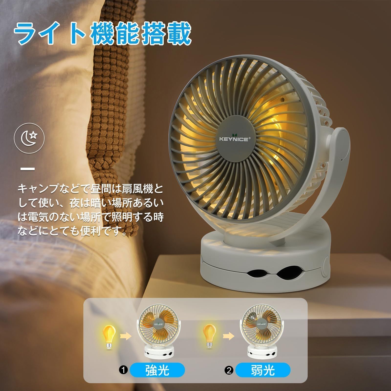 数量限定】静音 超強風 ミニ扇風機 風量4段階調節 充電式 360度角度