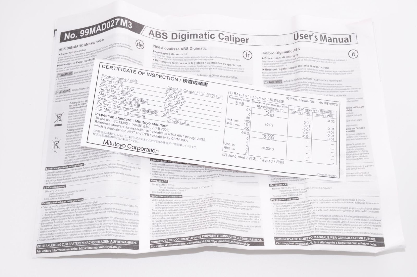 【限定タイムセール】 ミツトヨ デジマチックノギス 500-152-30 CD-20AX カラフルな