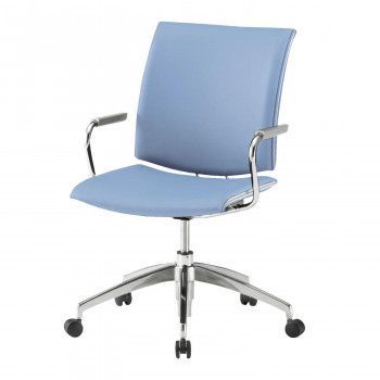 藤沢工業 TOKIO ミーティングチェア FMP-5AL-S ライトブルー レザー