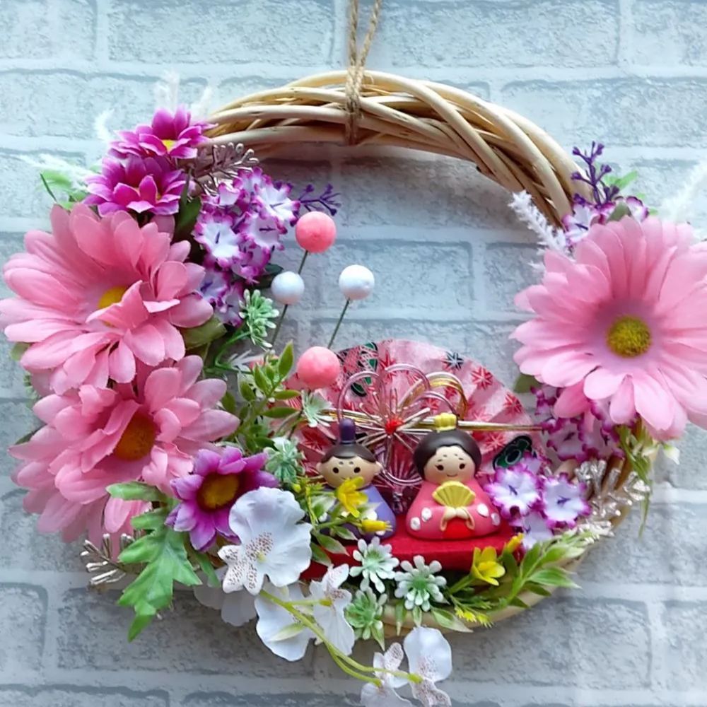 ひなまつりリース ひな祭り フラワーリース ひなまつり お雛様 壁飾り