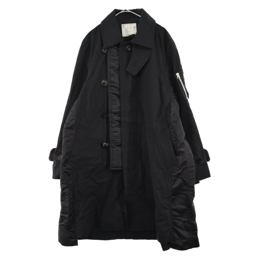 Sacai (サカイ) 21AW Cotton Oxford Coat コットンオックスフォード 再構築異素材切り替えステンカラーコート ブラック  21-02591M