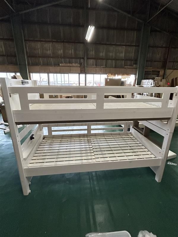 ２段ベット リーウッド ラテ色 棚つき 照明 コンセントつき