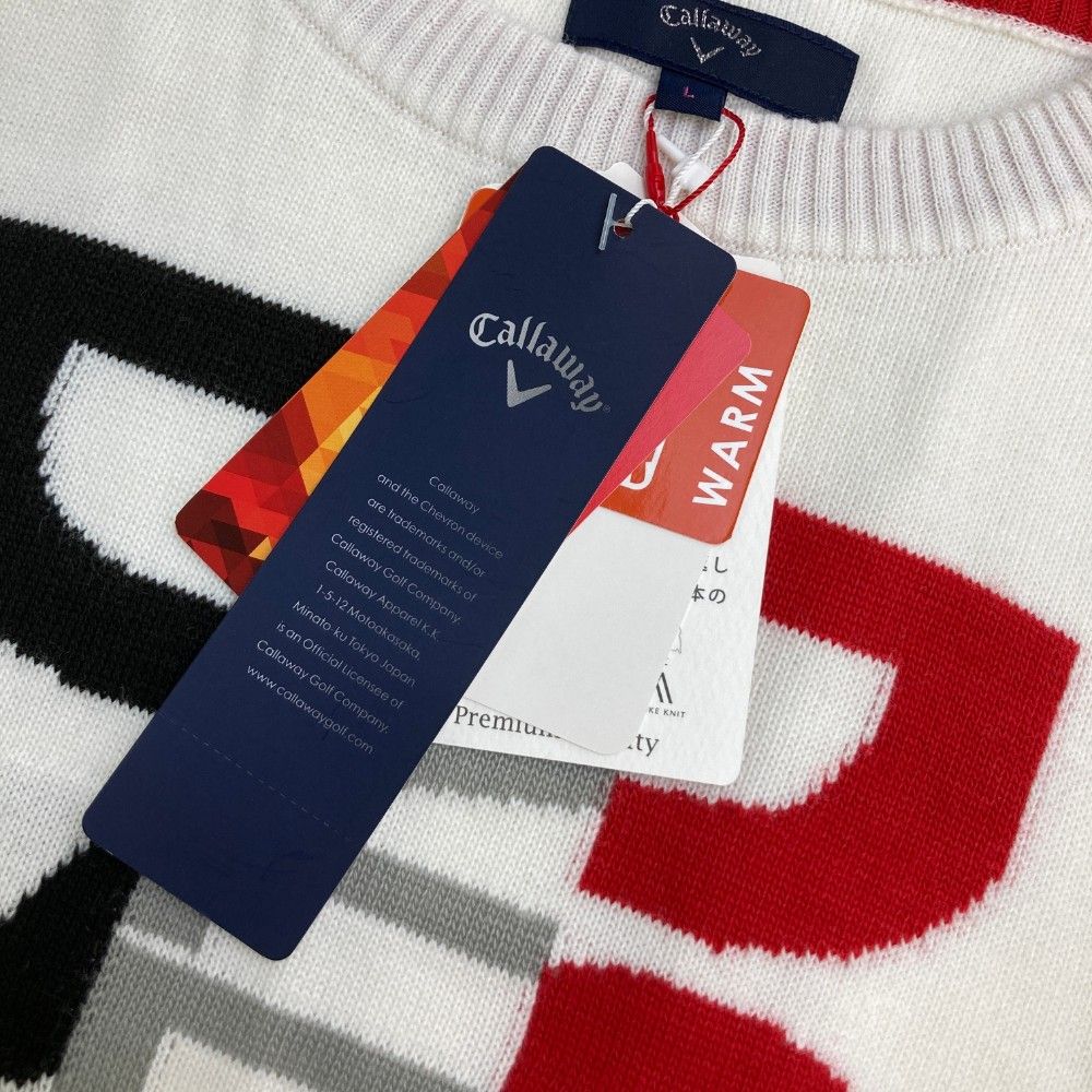 サイズ：L CALLAWAY キャロウェイ  長袖 ニットセーター  ホワイト系 [240101434840] ゴルフウェア レディース ストスト サイズ：L CALLAWAY キャロウェイ 長袖 ニットセーター ホワイト