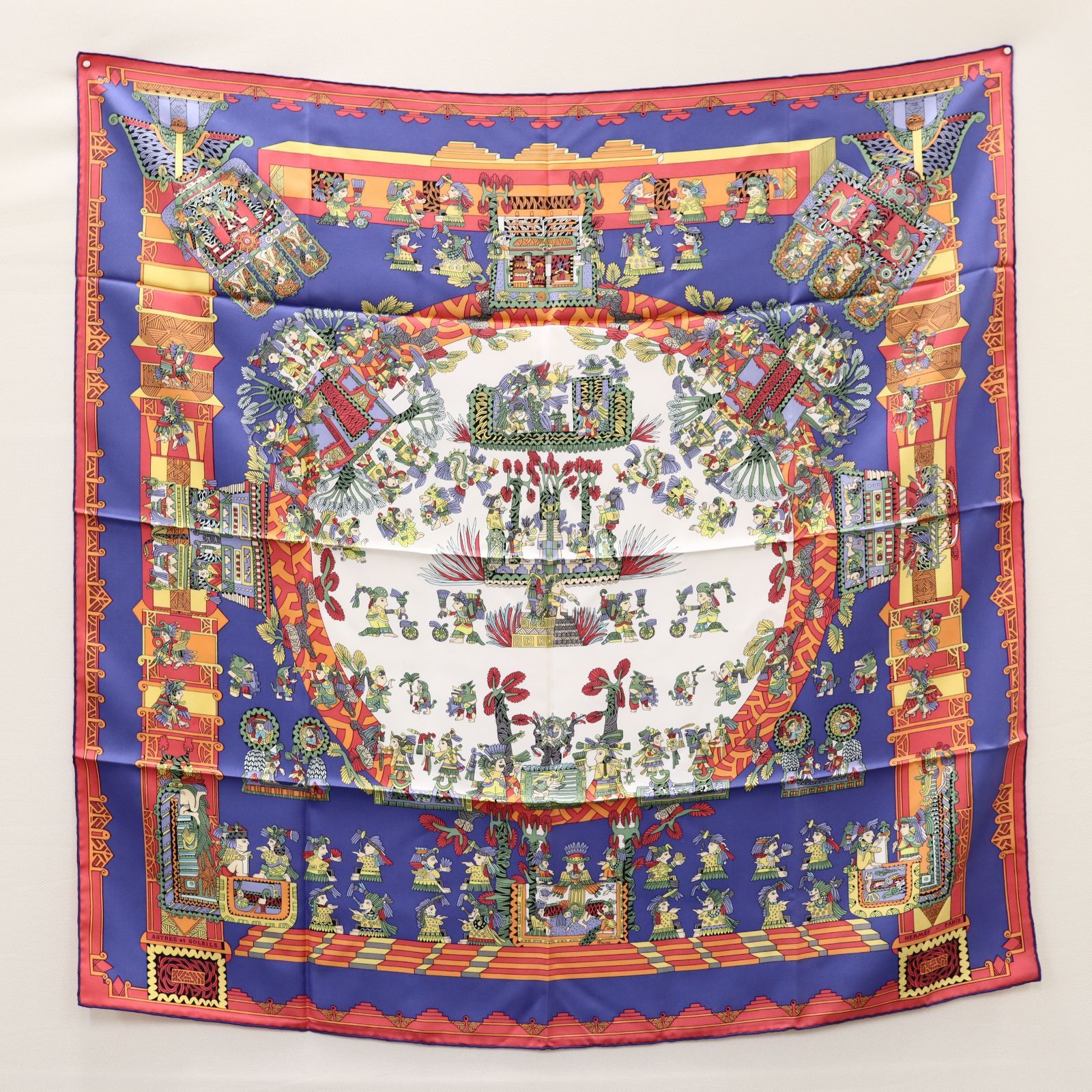 美品 エルメス カレ90 ASTRES et SOLEILS 天体と太陽 パープル ピンク