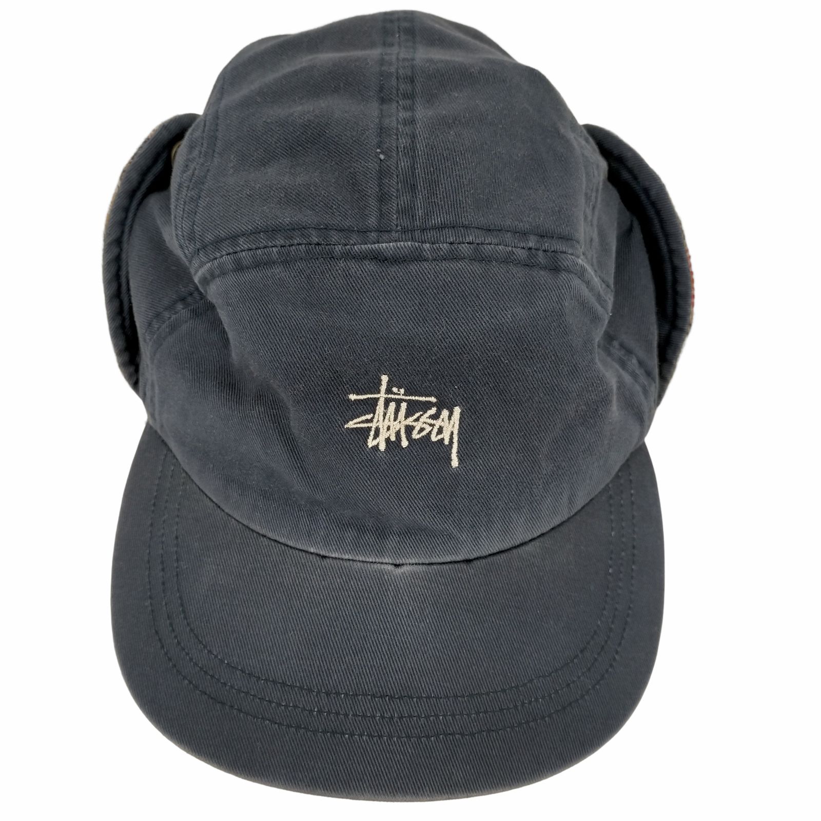 着画あり‼️90s STUSSY OLD STUSSY フライトキャップ ネイビー ステューシー Stussy 90s Stussy hats フライトキャップ メンズ 表記無