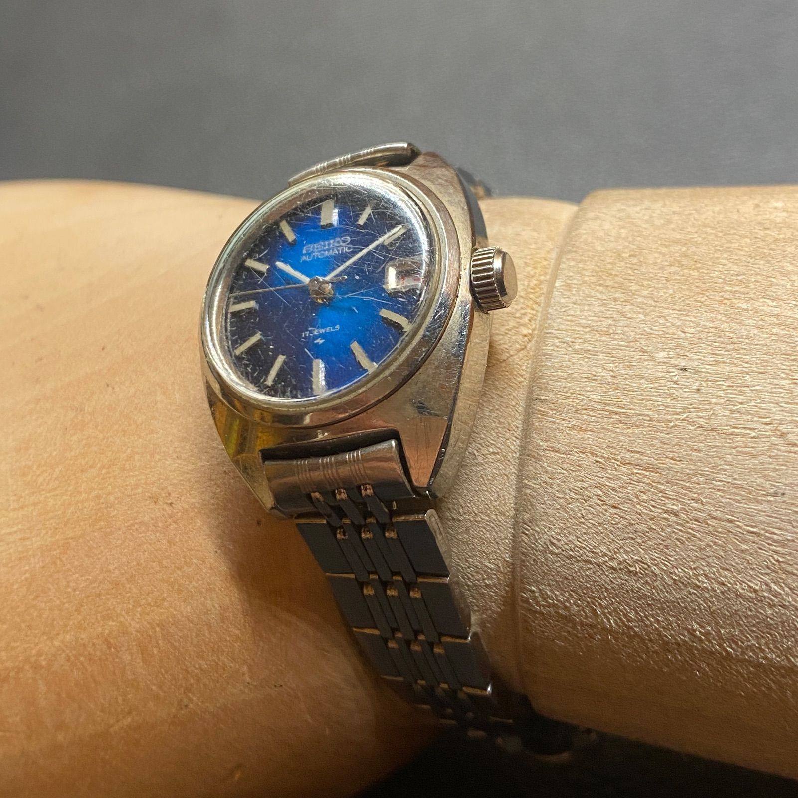 セイコー SEIKO 2205-0050 ブルー盤面 自動巻き 腕時計 レディース 