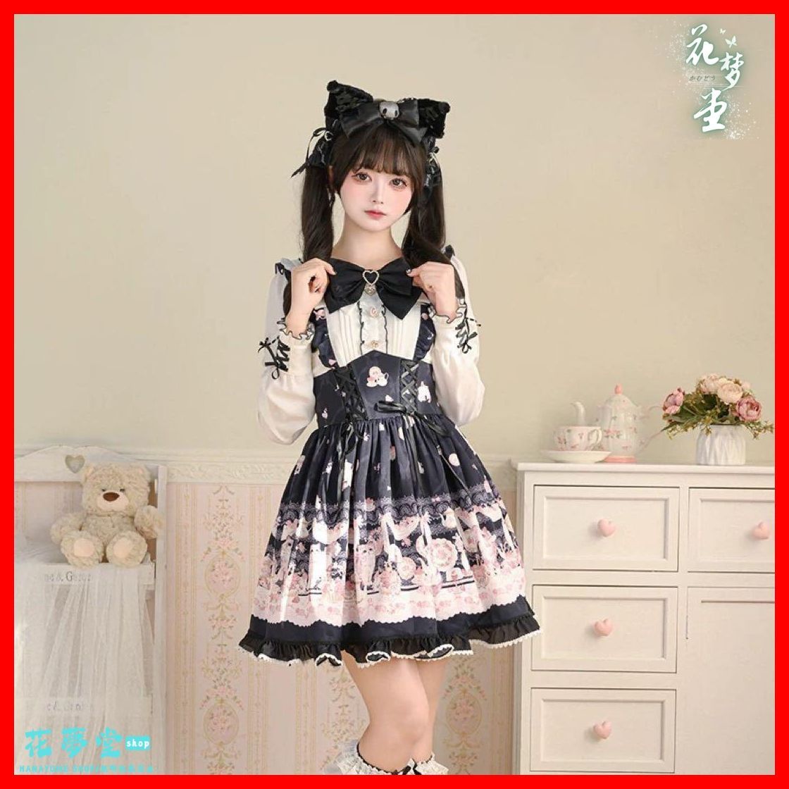 猫ちゃん柄ロリータワンピース♪お出かけや女子会にぴったり