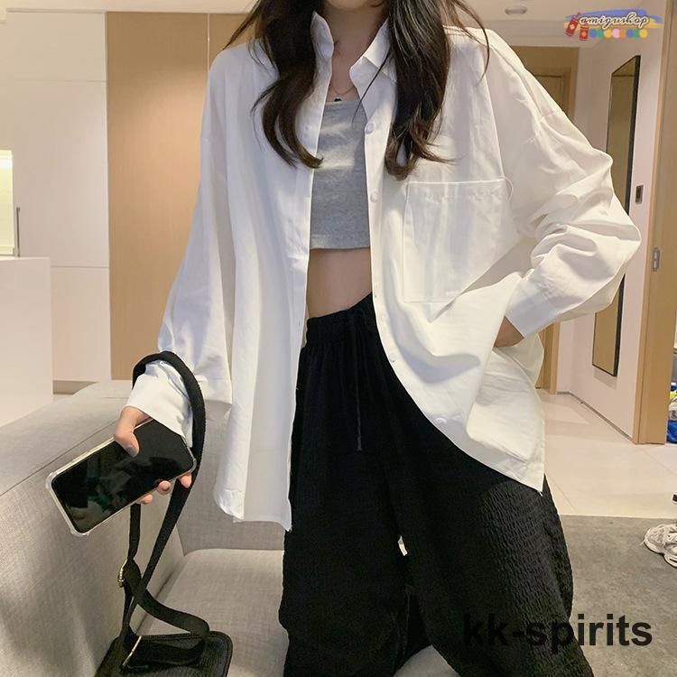 シャツ tシャツレディース 春秋 無地 トップス 長袖 小柄 シャツ 大きいサイズ トールサイズ ゆったり バンドカラー ノーカラー カジュアル シャツ tシャツレディース 春秋 無地 トップス 長袖 小柄 シャツ