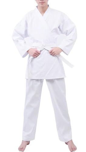 160cm YIN SHENG 【空手3点セット】空手道着セット（上下＋帯）セット 男女兼用 サイズ110～200 (160cm) ホワイト