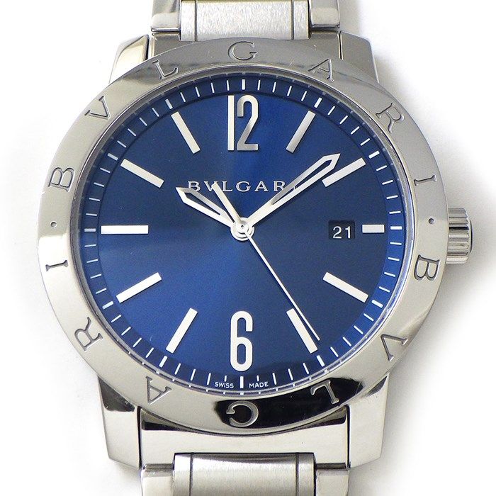 ブルガリ BVLGARI 腕時計 ブルガリブルガリ BB41S ロゴべセル サンレイ ブルー文字盤 デイト 裏スケ SS 自動巻き 箱 保付き