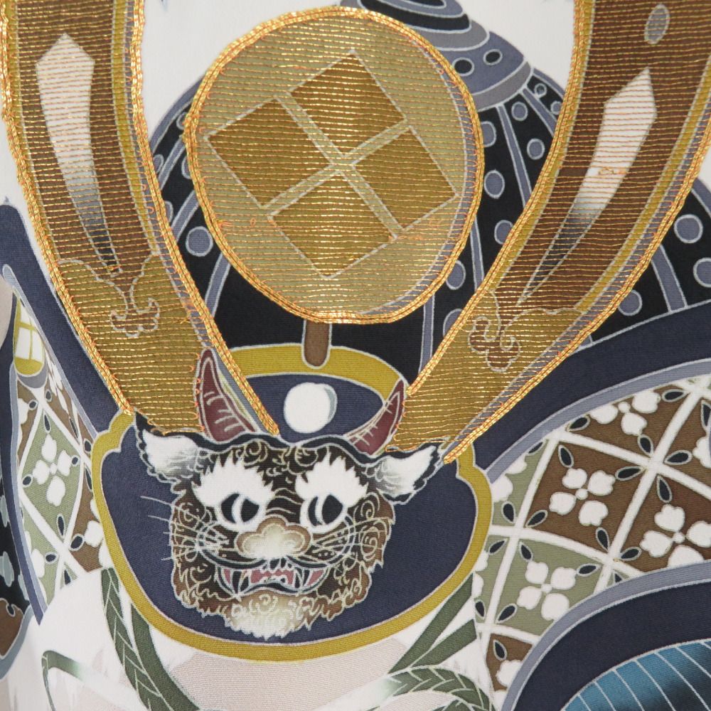 子供着物 男の子用 一つ身 襦袢付き 紺色xクリーム色x多色 ぼかし