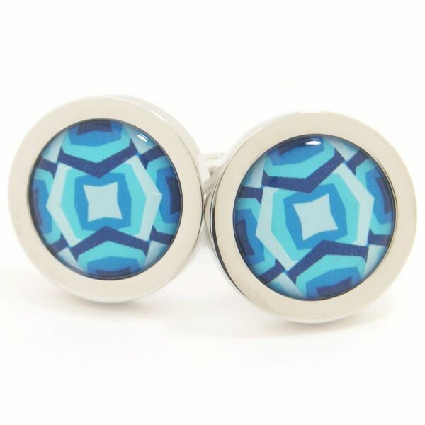 SoniaSpencer ブルー カレイドスコープ柄 カフス カフスボタン カフリンクス cufflinks cuffs メンズ 男性 披露宴 お洒落 スーツアクセサリー専門店 父の日 ギフトにも 誕生日 プレゼント プチギフト