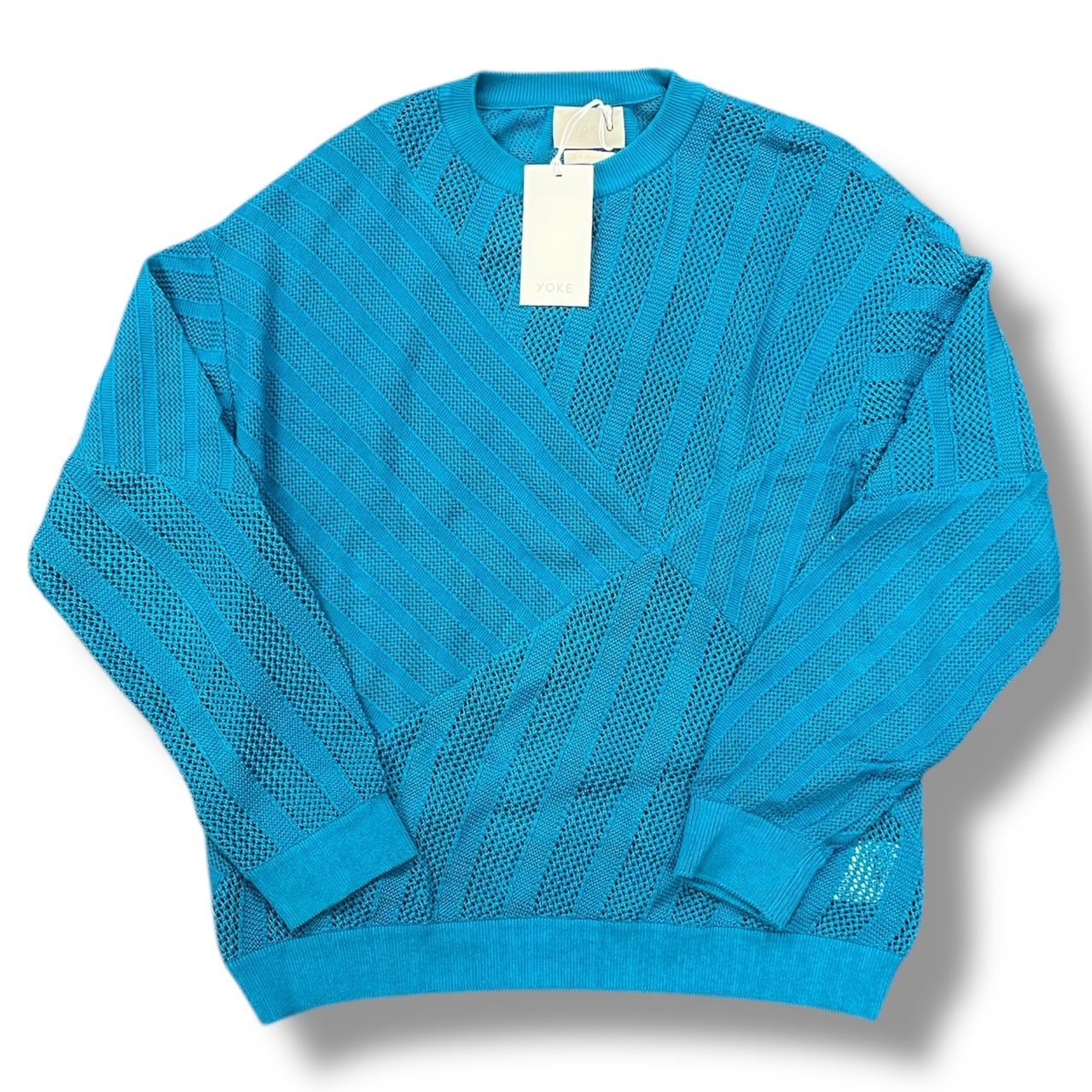 参考上代46200円 未使用 YOKE 24SS MESH STRIPE CREWNECK SWEATER 