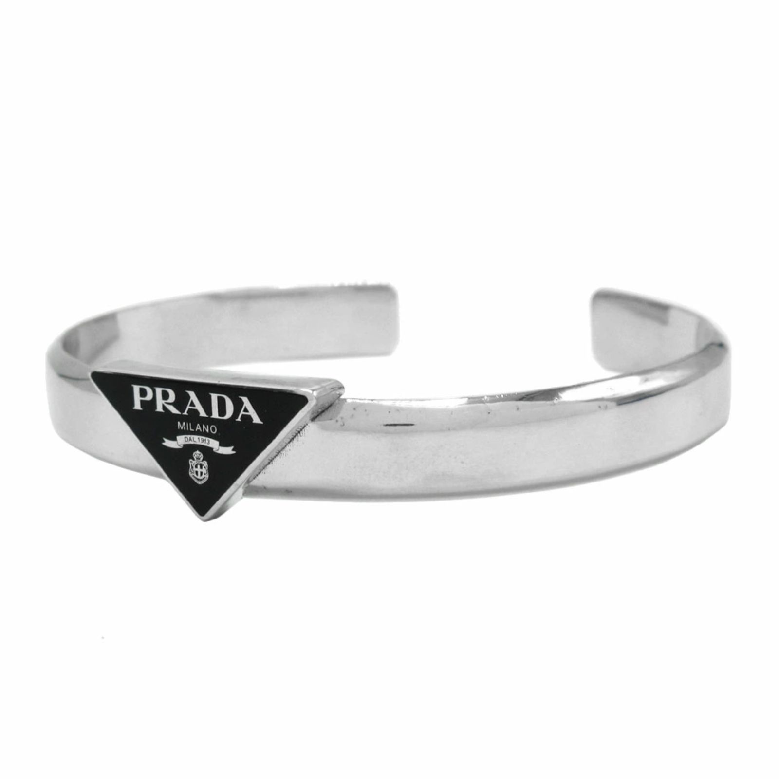 プラダ ブレスレット PRADA シルバー Ag 925 バングル M 1JB310 2DSP F0002 SMALTO JEWELS A NERO アウトレット レディース
