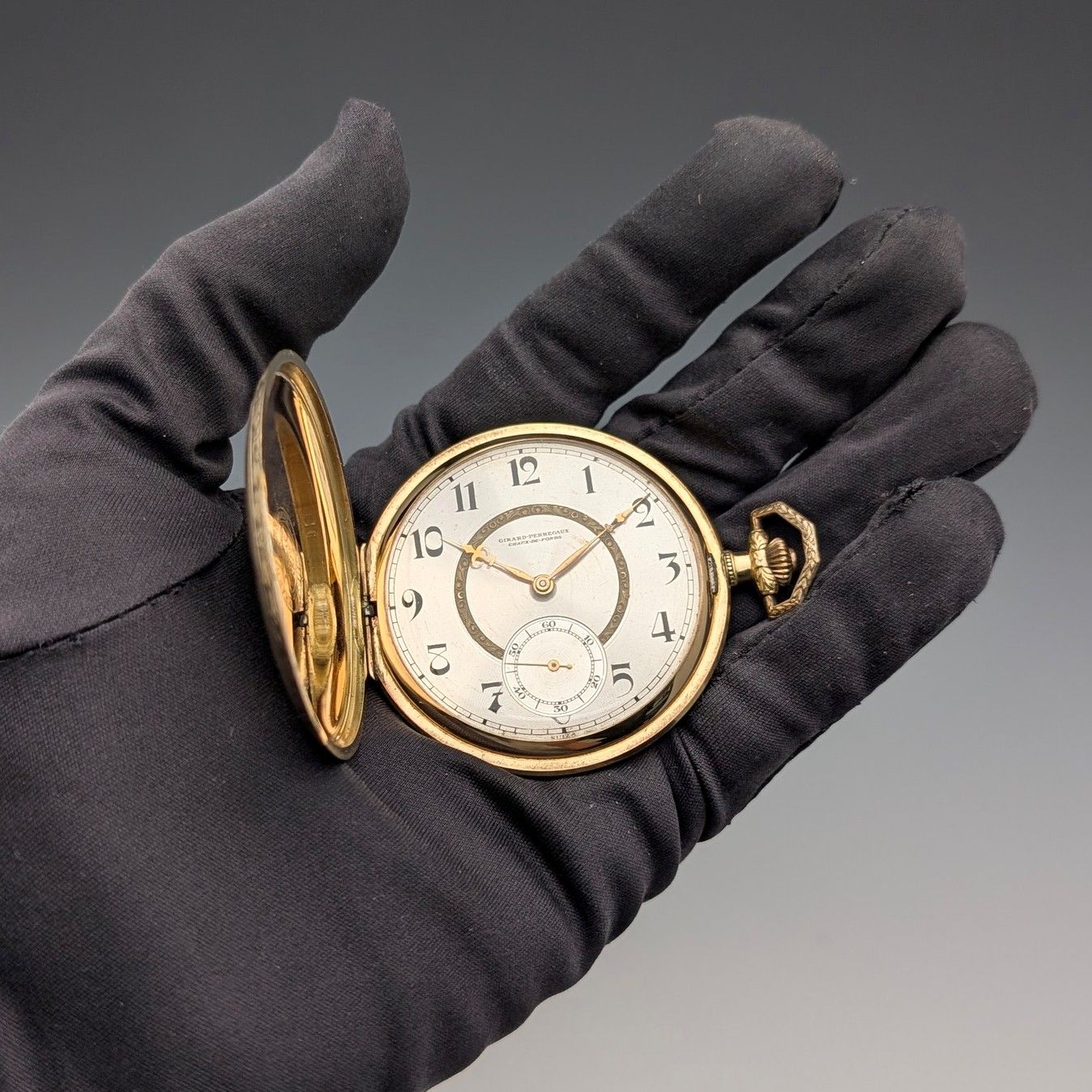 ジラールペルゴ 18石 懐中時計 ジャンク 1930年頃 ジラール・ペルゴ 懐中時計 K18ゴールド ハンターケース 動作