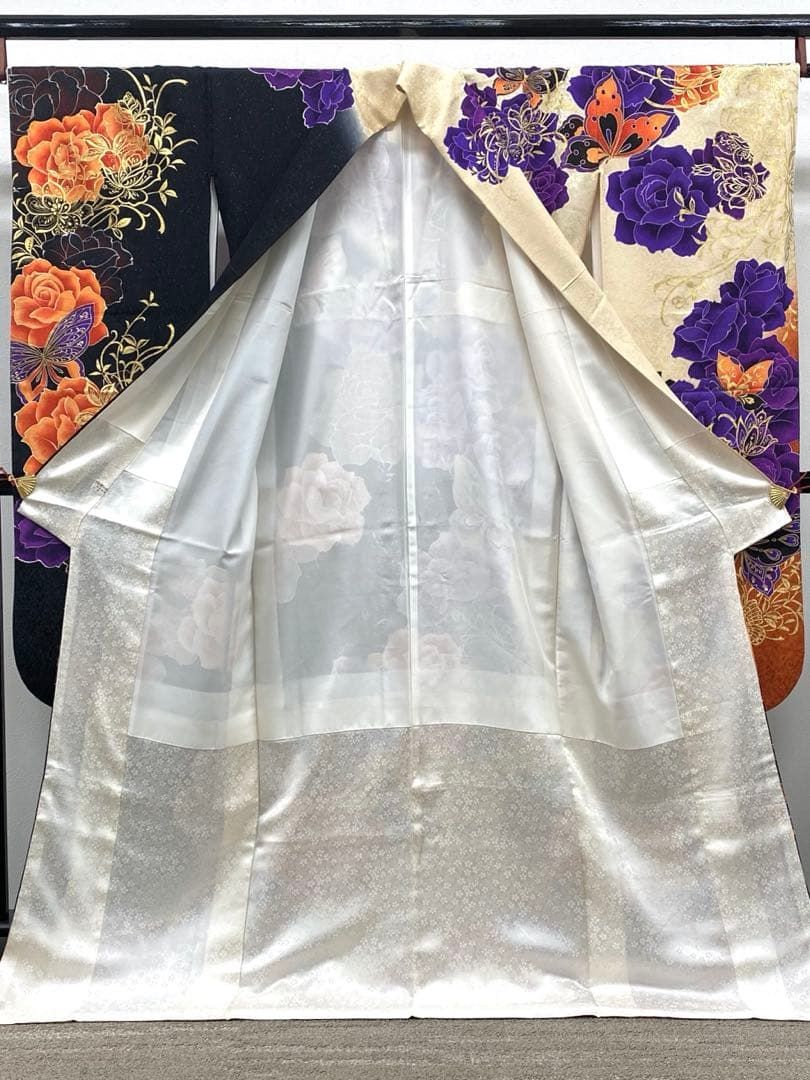 振袖 豪華 銀通し 刺繍 金彩 グリッター箔 薔薇 身丈170cm 撥水加工済 