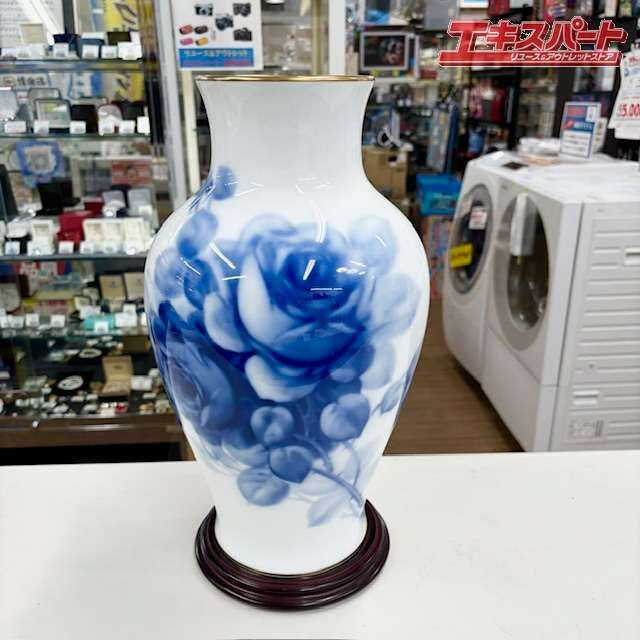 大倉陶園 花瓶 ブルーローズ 湘南台店